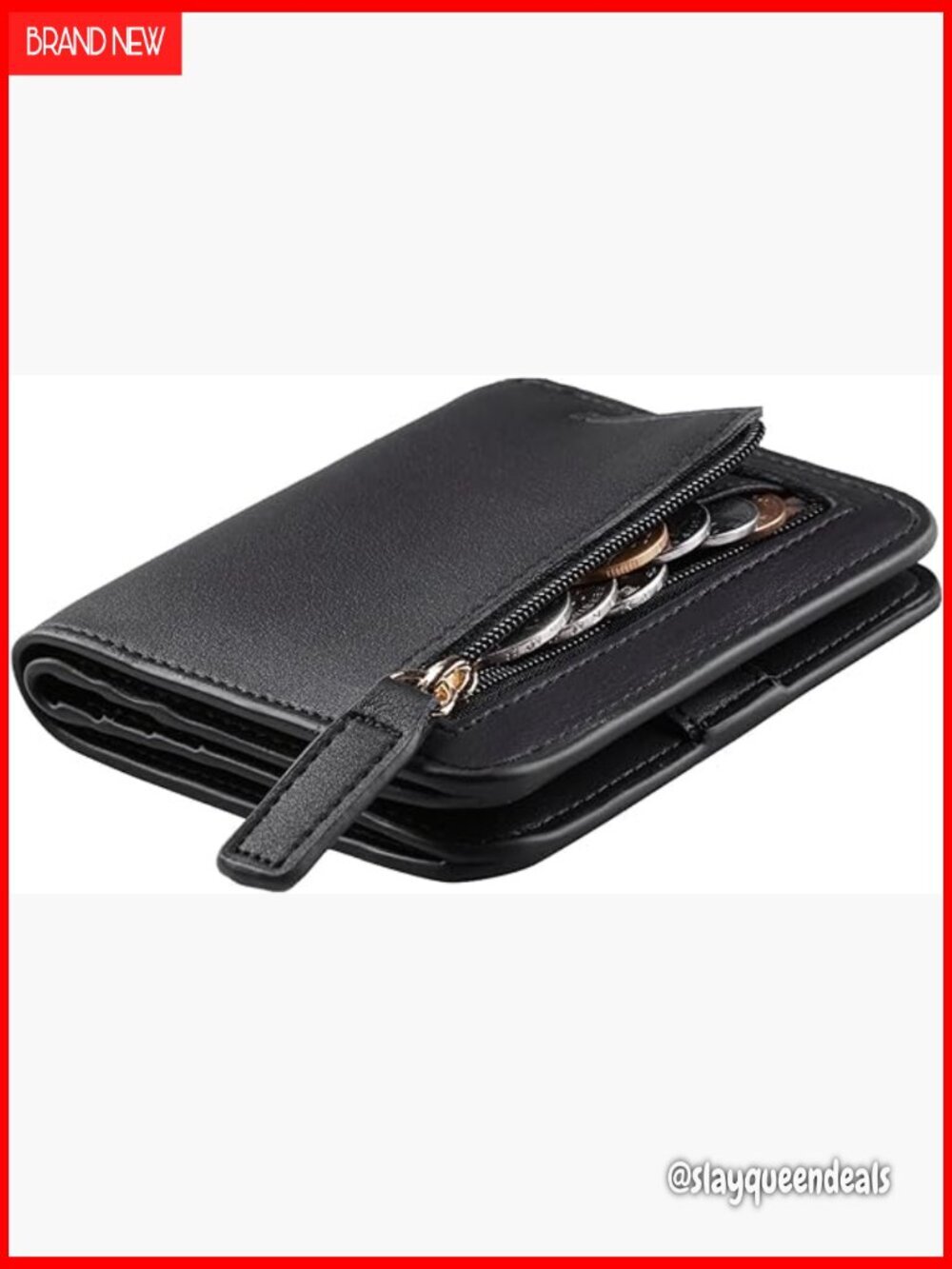 Slim RFID Leather Wallet with ID Window, Compact Bifold Purse